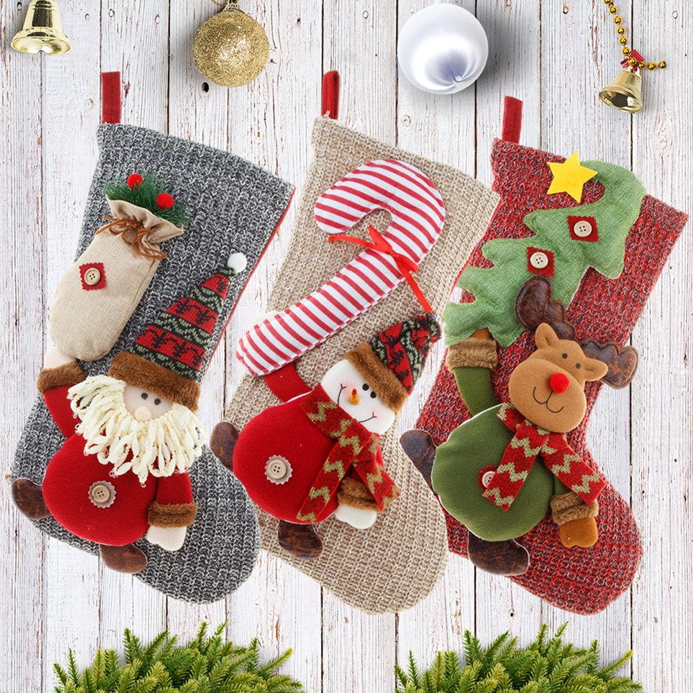 Christmas Stocking Hanging - ถุงเท้าคริสต์มาส ถุงของขวัญตกแต่ง ของประดับแขวนสำหรับเทศกาล ของตกแต่งบ้านสำหรับเทศกาล ถุงใส่ขนมและช็อกโกแลต