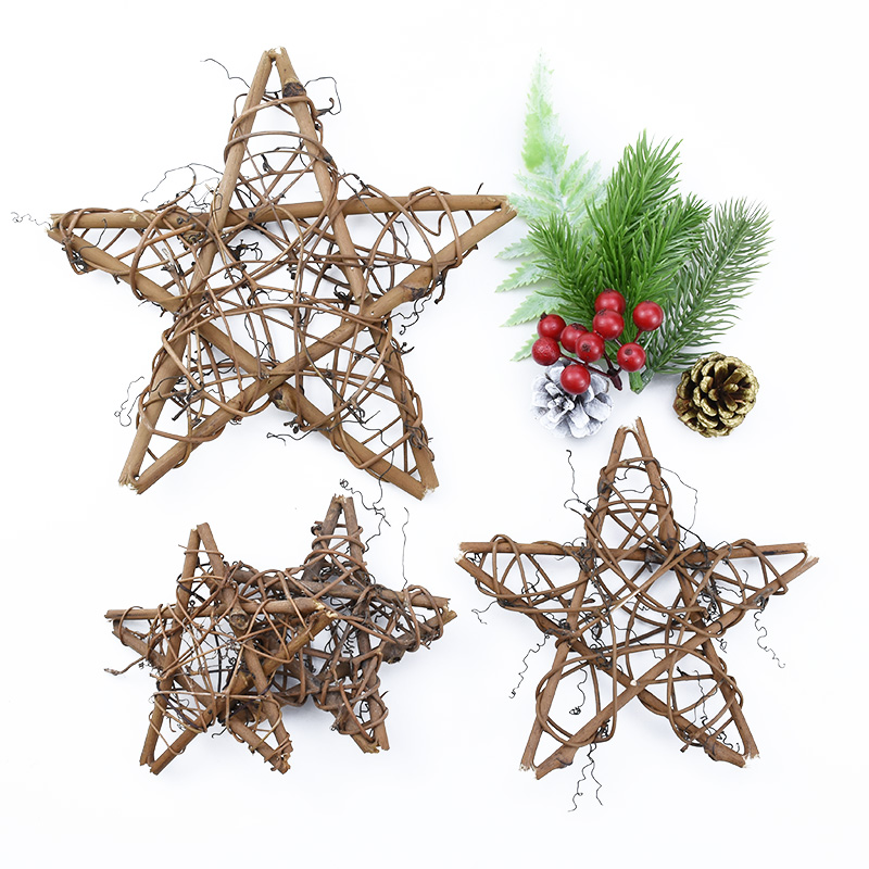 Christmas Wreath Fake - 10/15/20 ซม.ประดิษฐ์ดอกไม้สําหรับหวาย Star กรอบพวงหรีดคริสต์มาสสําหรับตกแต่งบ้าน DIY Handmade