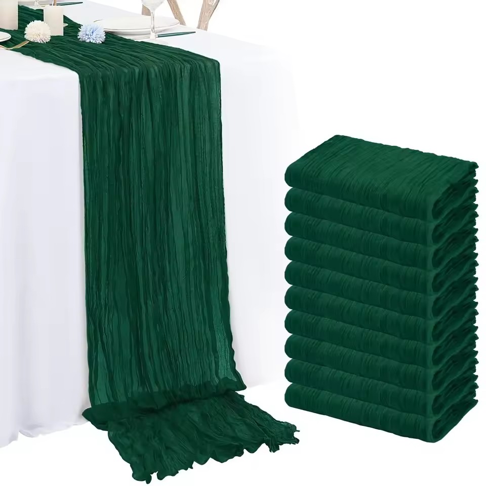 Christmas Table Runner - 10 ชิ้น ผ้าปูโต๊ะคริสต์มาสแบบโปร่งแสง ขนาด 40x275 ซม.
