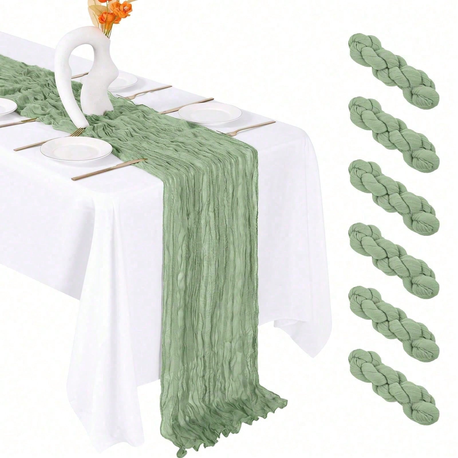 Christmas Table Runner - ผ้าปูโต๊ะชีสคลอธ 6 ชิ้น สำหรับงานเลี้ยงฉลองสมรสก่อนแต่งงานและงานปาร์ตี้สละโสด ผ้าปูโต๊ะผ้าก๊อซบางเบาสำหรับโต๊ะของหวาน สถานีของขวัญ