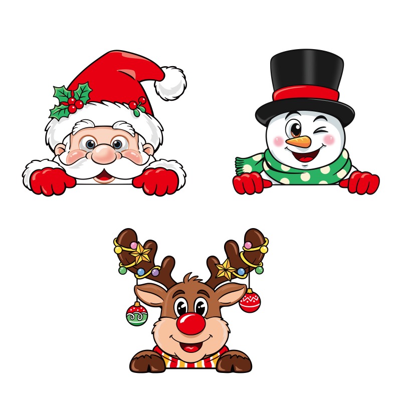Snowflake Window Decal - สติกเกอร์ติดหน้าต่างลายการ์ตูนคริสต์มาส กวางเรนเดียร์ เกล็ดหิมะ ซานตาคลอส แบบติดด้วยไฟฟ้าสถิต สำหรับตกแต่งงานปาร์ตี้เทศกาล