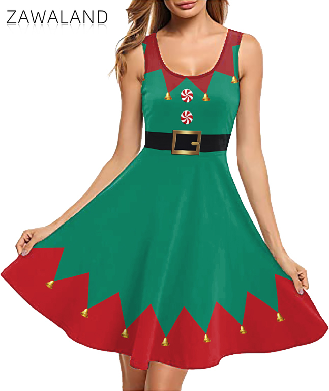 ชุดคอสเพลย์พิมพ์ลายสีแดงเขียวส - Elf Costume Christmas บทวิจารณ์และราคา
