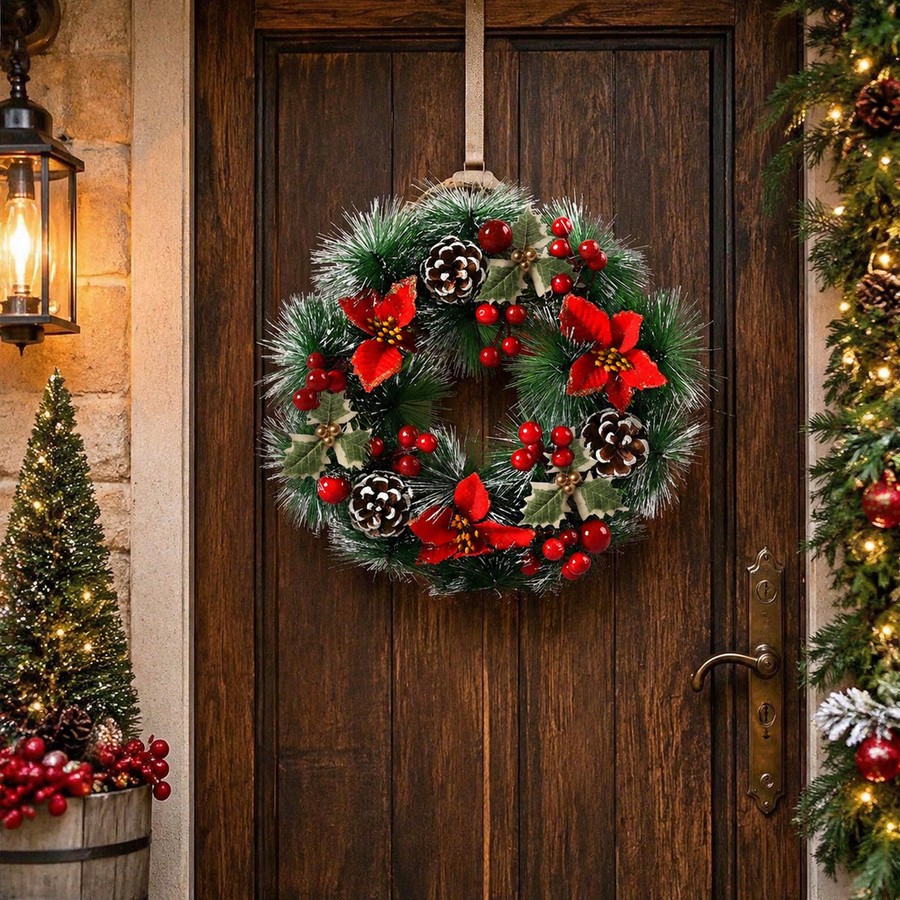 พวงหรีดคริสต์มาส 1 ชิ้นสำหรับป - Christmas Wreath Fake บทวิจารณ์และราคา