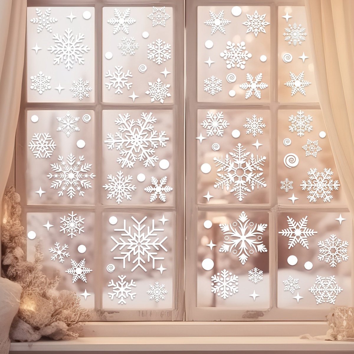สติกเกอร์ติดหน้าต่างคริสต์มาส  - Snowflake Window Decal บทวิจารณ์และราคา