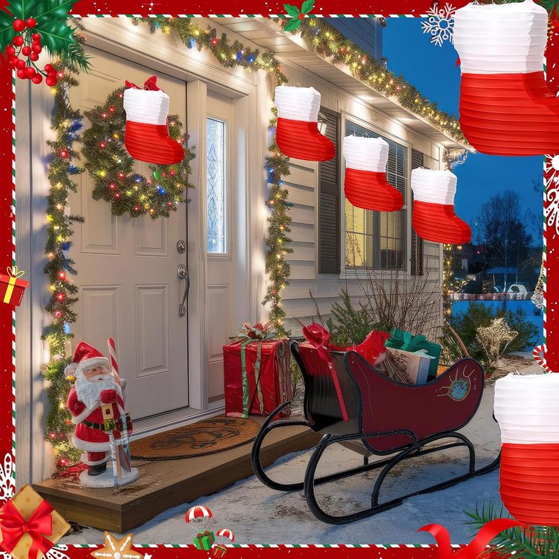 1 ชิ้น โคมกระดาษคริสต์มาส โคมก - Christmas Stocking Hanging บทวิจารณ์และราคา
