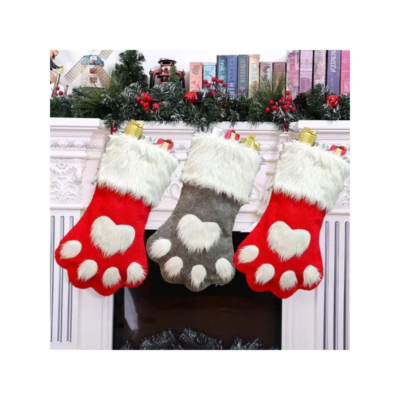 ถุงเท้าคริสต์มาสกำมะหยี่ลายอุ้ - Christmas Stocking Hanging บทวิจารณ์และราคา