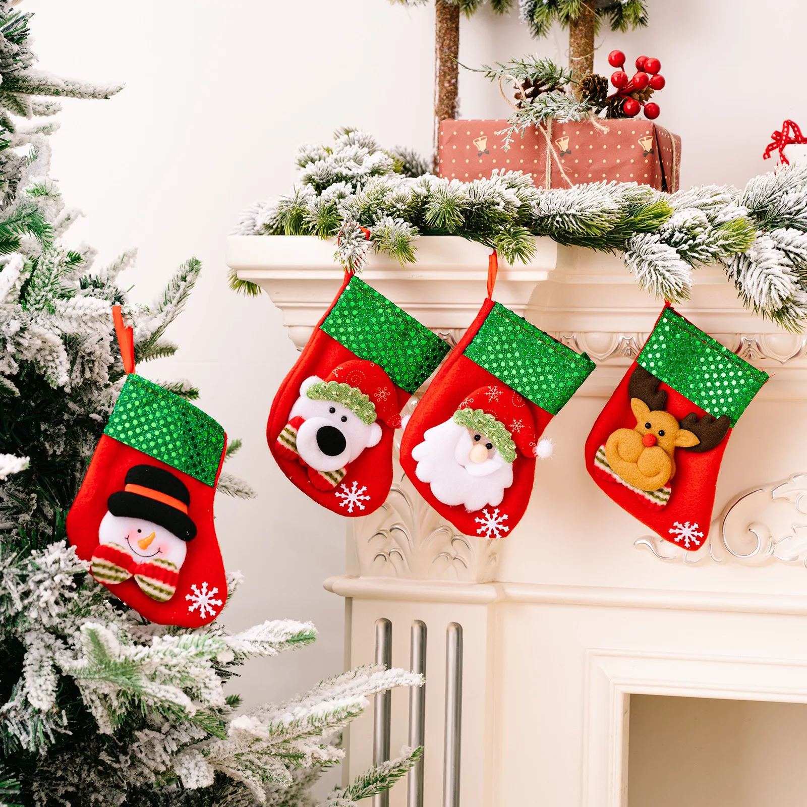 ถุงเท้าคริสต์มาส ถุงของขวัญคริ - Christmas Stocking Hanging บทวิจารณ์และราคา