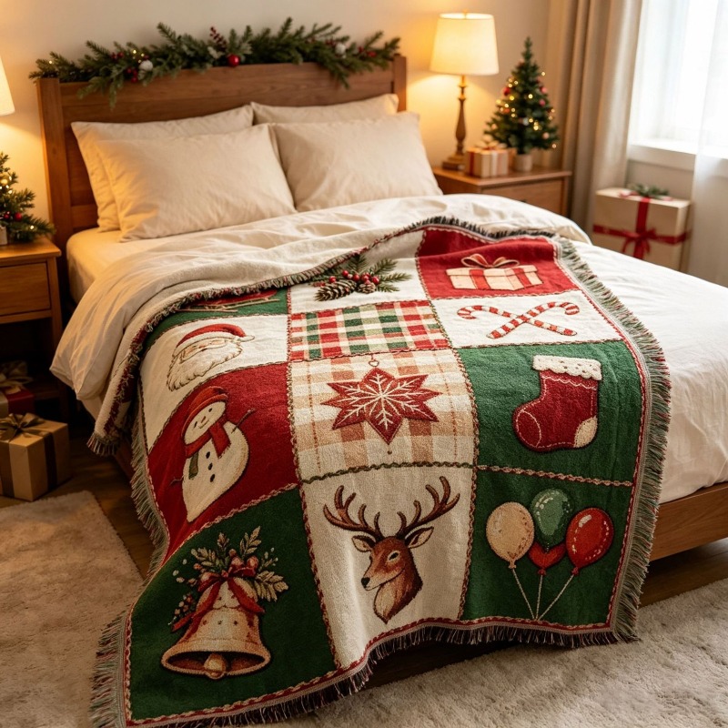 ผ้าทอแจ็คการ์ดลายคริสต์มาสพร้อ - Christmas Throw Blanket บทวิจารณ์และราคา