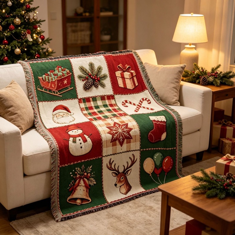 ผ้าทอแจ็คการ์ดลายคริสต์มาสพร้อ - Christmas Throw Blanket บทวิจารณ์และราคา